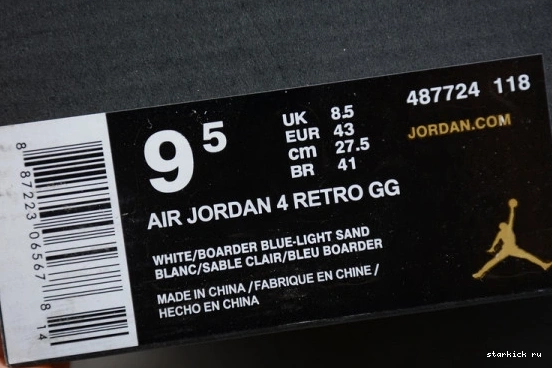 Jordan Retro (GS) AIR 4 487724-118 487724-118 Sand 2017 0729